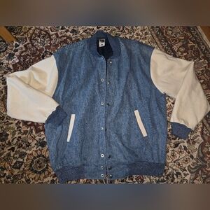 Men's Blue and Cream Varsity Jacket